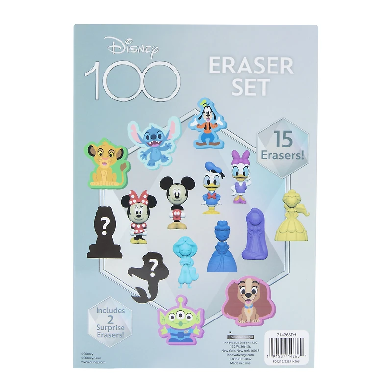 Disney 100 eraser set 15-count