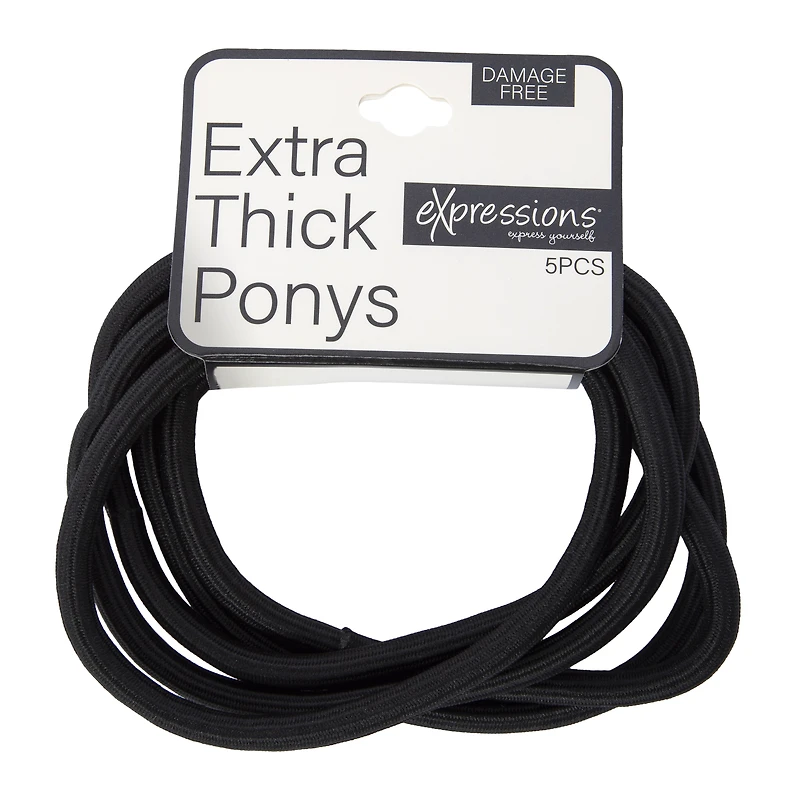Extra Thick Black Hair Elastics 5-Pack