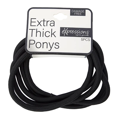 Extra Thick Black Hair Elastics 5-Pack