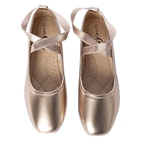 ladies metallic silver ballet flats