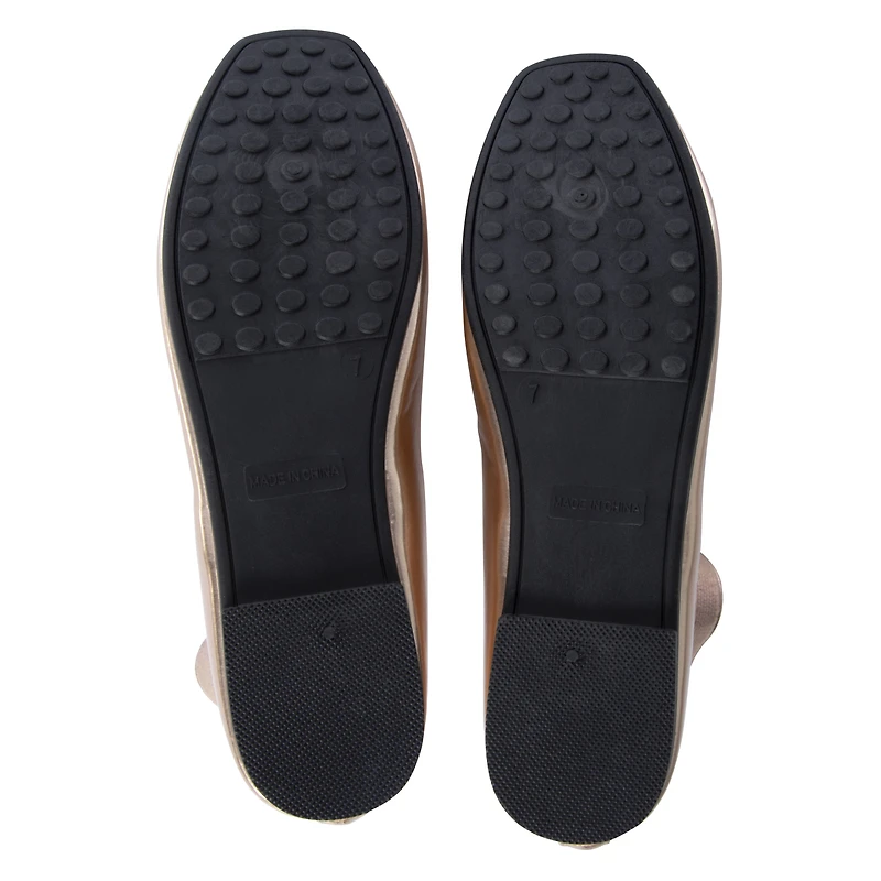 ladies metallic silver ballet flats