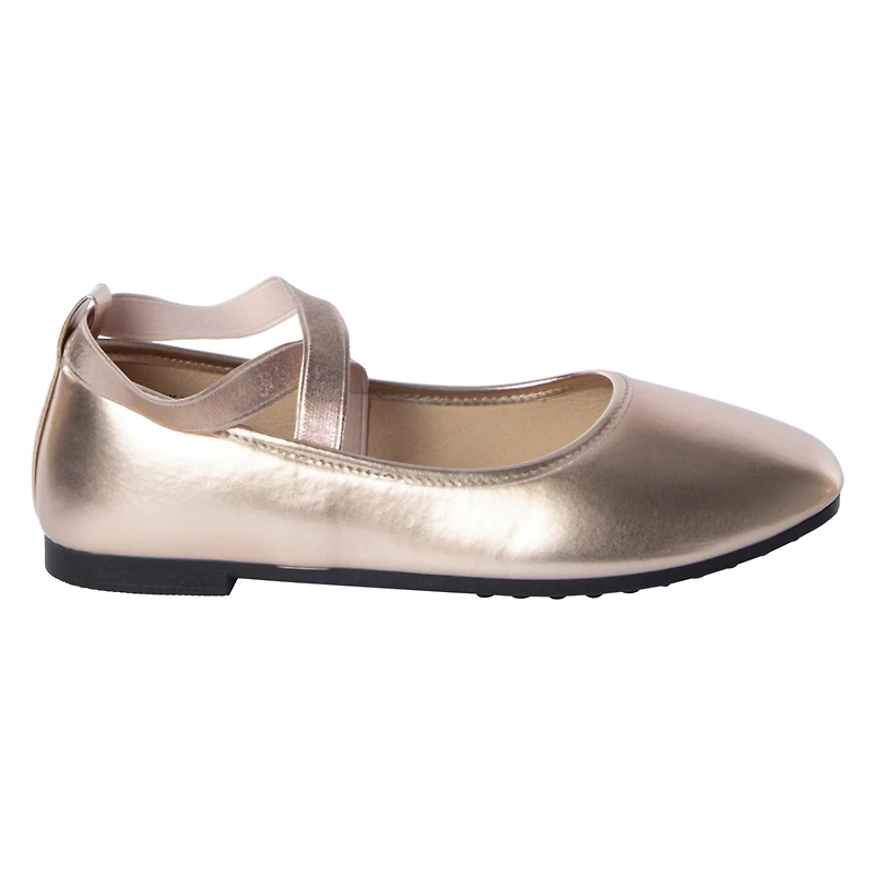 ladies metallic silver ballet flats