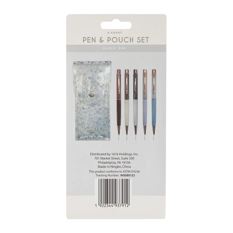 Pens & Pouch Set 6-Piece