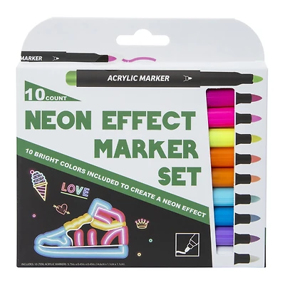 neon effect marker set 10-count