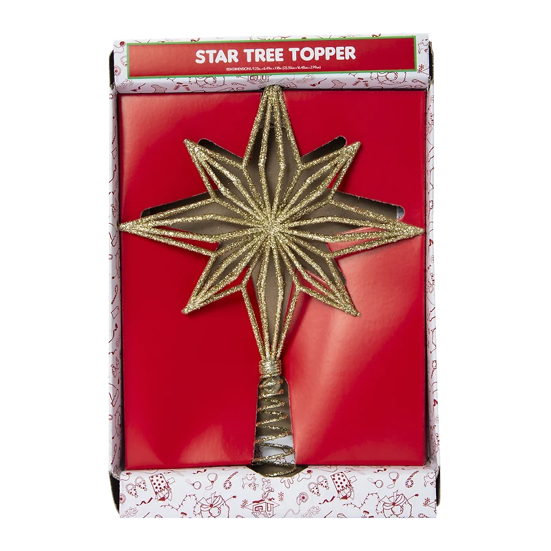 glitter star tree topper 9.25in