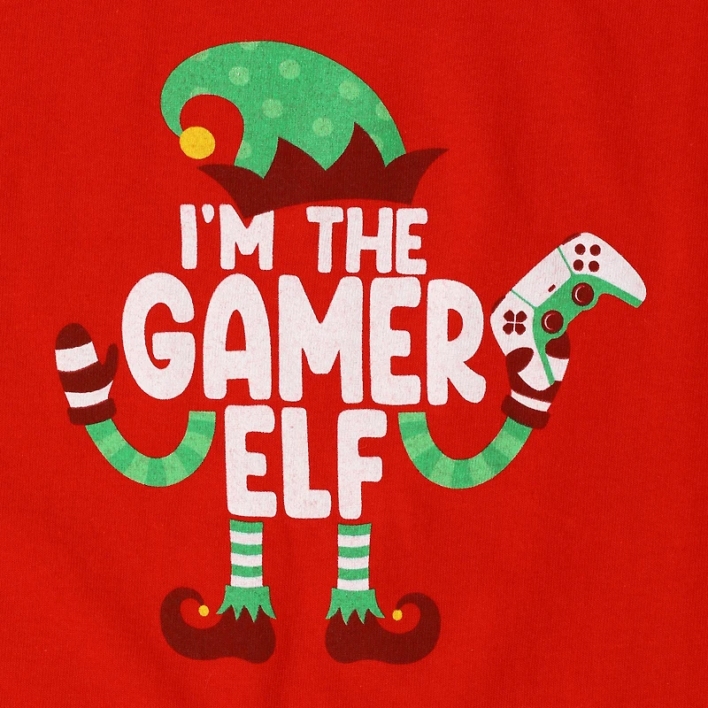 Kid's Gamer Elf Family Christmas Graphic Tee