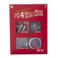 Brain Busters Wood & Metal Brain Puzzles 4-Piece Set