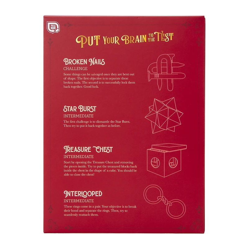 Brain Busters Wood & Metal Brain Puzzles 4-Piece Set