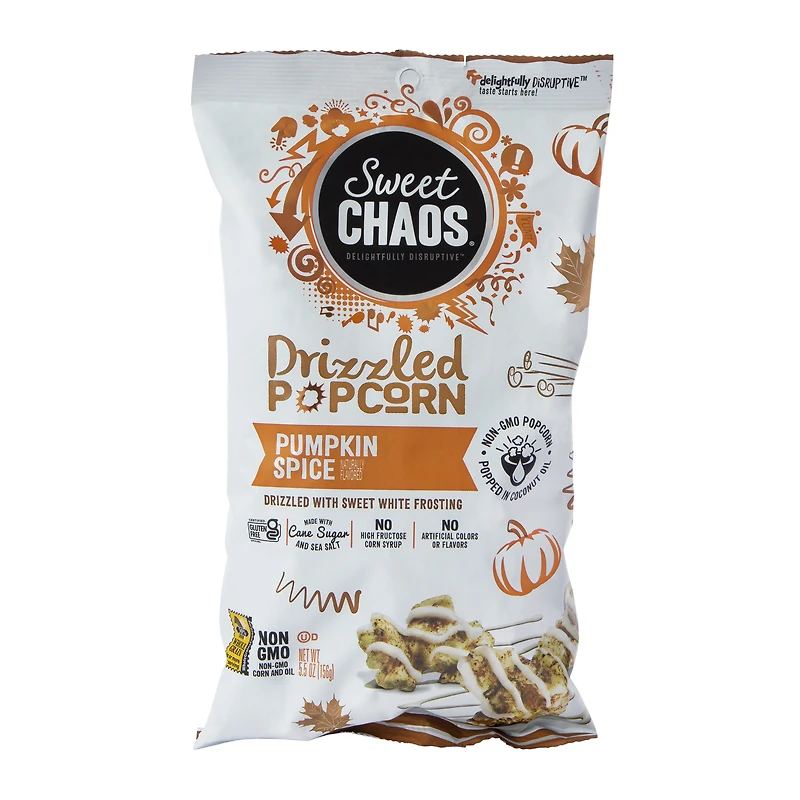 sweet chaos® pumpkin spice drizzled popcorn 5.5oz