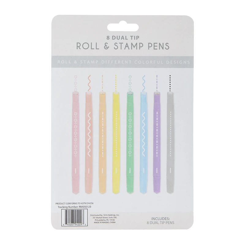 Roll & Stamp Dual-Tip Pens 8-Count