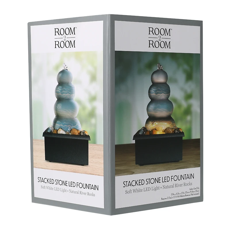 stacked stone LED fountain