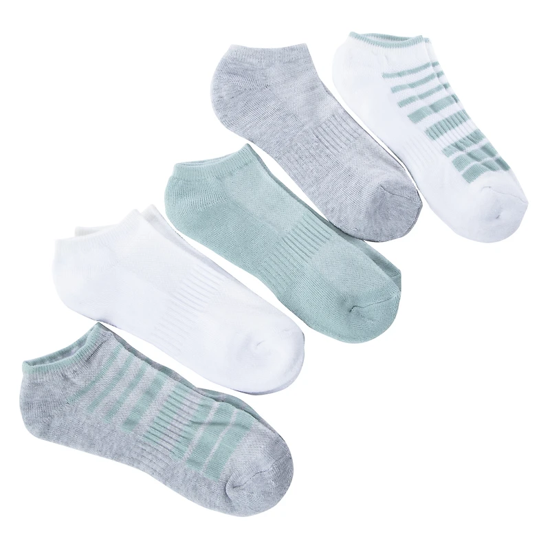 5-Pack Series-8 Fitness™ Ladies Low Cut Socks - White, Gray, Mint