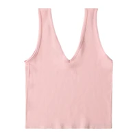 white seamless v-neck tank top