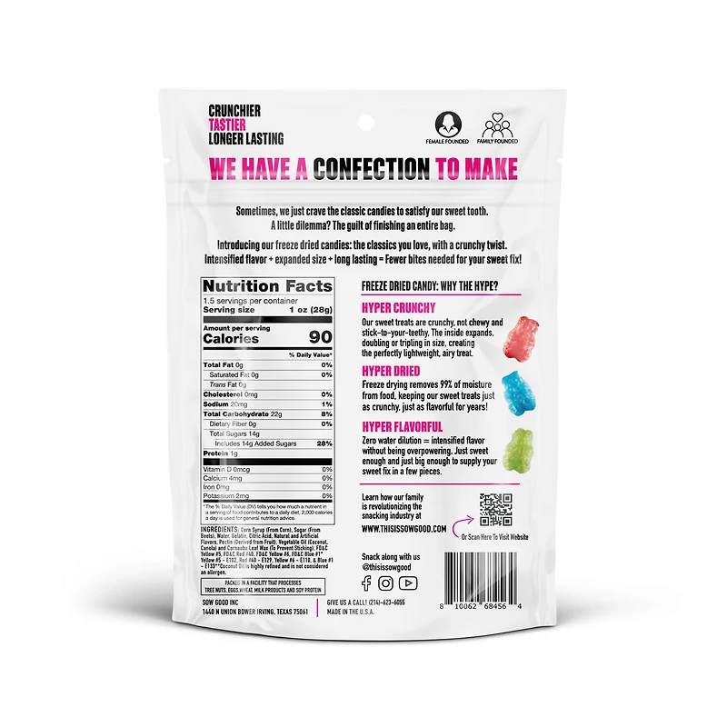 Freeze Dried Gummy Bears 1.5oz - Sow Good™