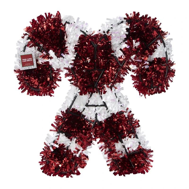 Tinsel Candy Cane Wreath 18in