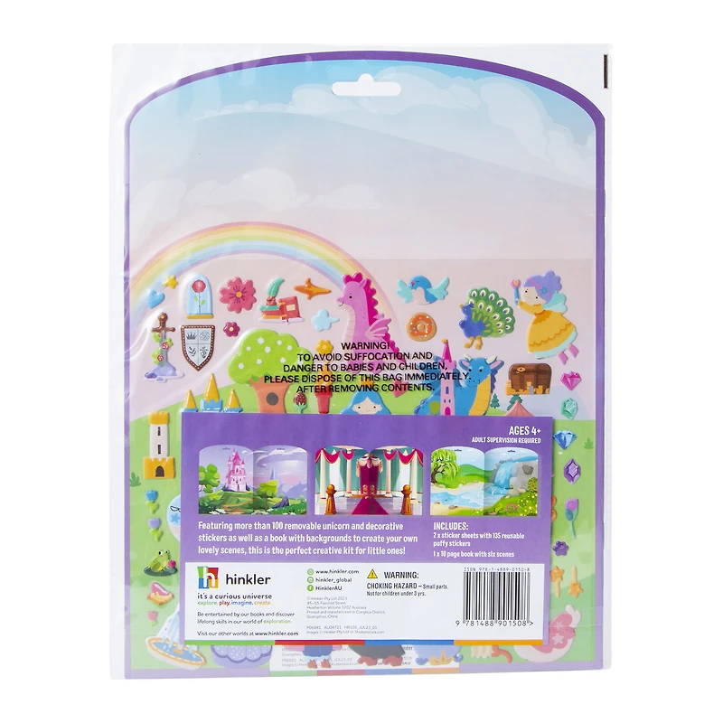 Unicorn Puffy Sticker Play Scene Book With Over 100 Stickers