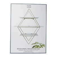 Wood & Metal 3-Tier Diamond Shelf 21.65in x 25in