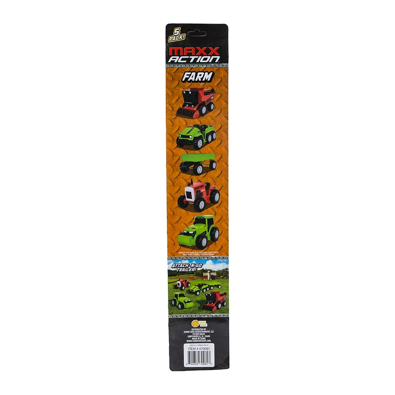 5-Pack Maxx Action Farm Tractor Vehicles