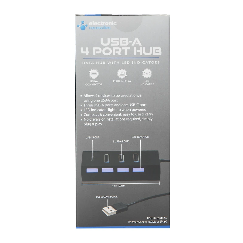 4-Port USB Hub With LED Indicators
