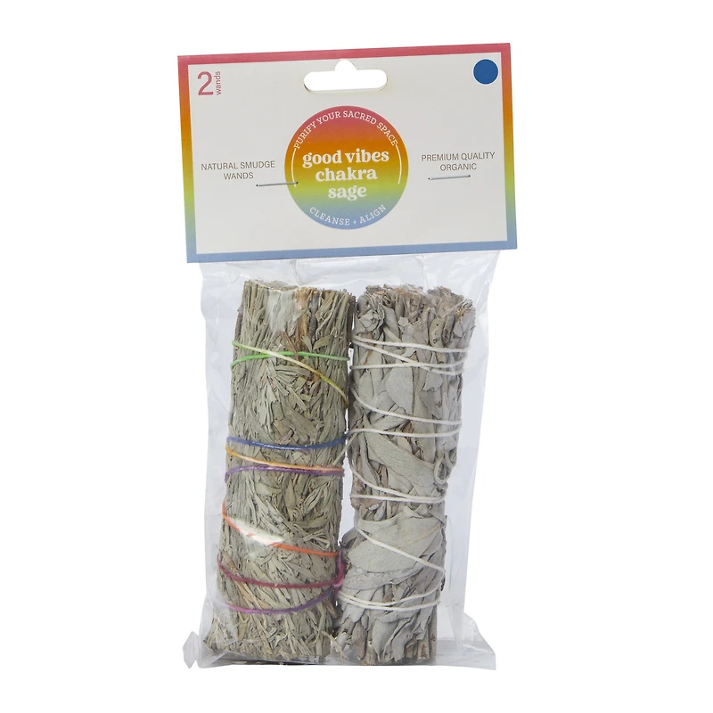 Premium Chakra Sage Smudge Wand 2-Count