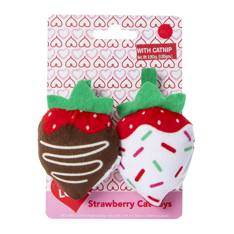 Valentine's Day Strawberry Catnip Cat Toy 2-Pack
