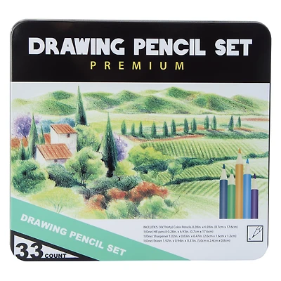Premium Drawing Pencils 33-Piece Set