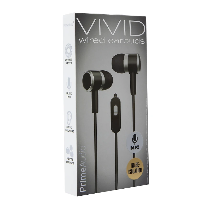 Noise-Isolating Vivid Wired Earbuds With Mic