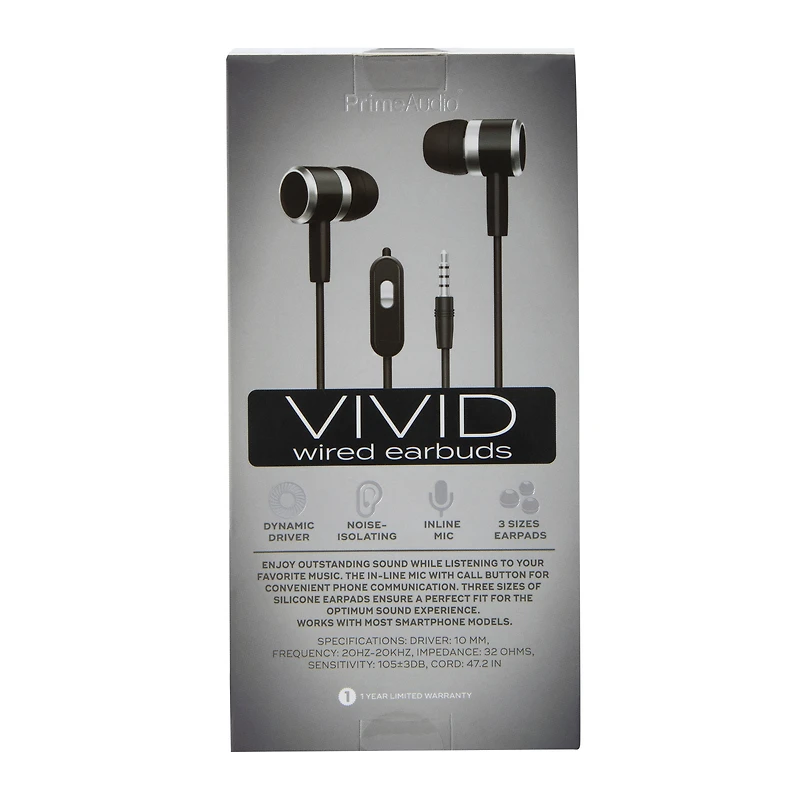 Noise-Isolating Vivid Wired Earbuds With Mic