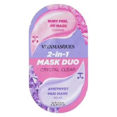 Vitamasques® 2-in-1 Ruby Peel Off & Amethyst Mud Mask Duo