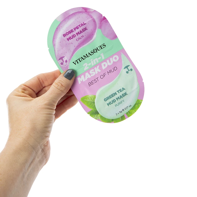 Vitamasques 2-in-1 Rose Petal Mud & Green Tea Mud Mask Duo