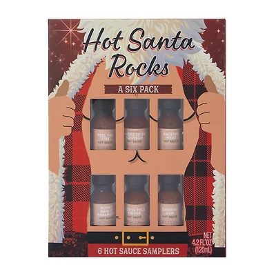 hot santa rocks 6-piece hot sauce sampler gift set