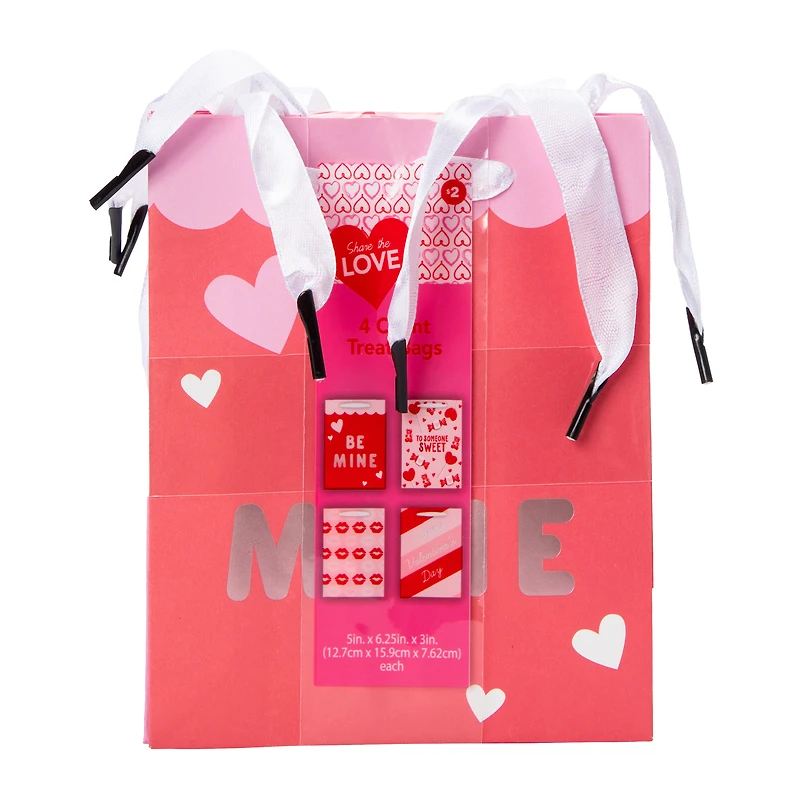 Valentine's Day Treat Bags 4-Count, 5in x 6.25in