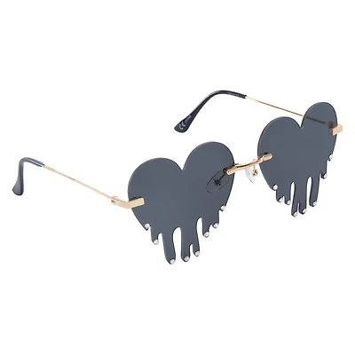 Ladies Metal Rhinestone Drip Heart Sunglasses
