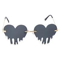 Ladies Metal Rhinestone Drip Heart Sunglasses