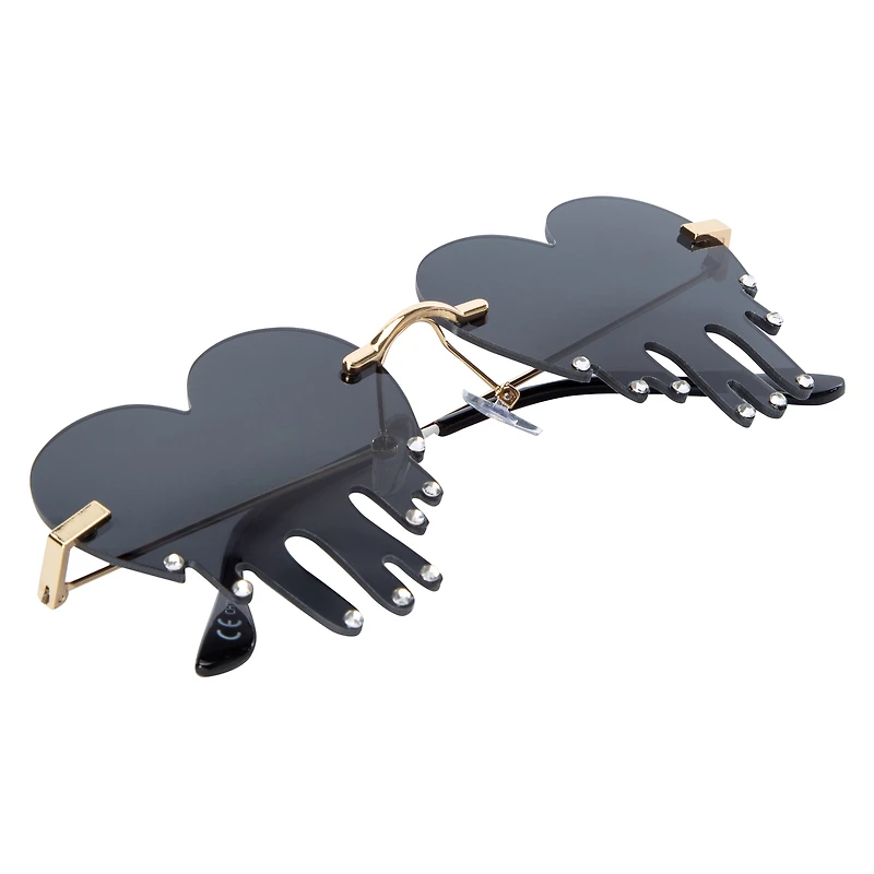 Ladies Metal Rhinestone Drip Heart Sunglasses