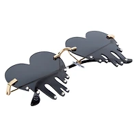 Ladies Metal Rhinestone Drip Heart Sunglasses