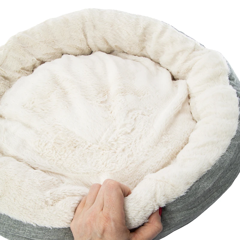 Faux Fur Round Pet Bed 22in