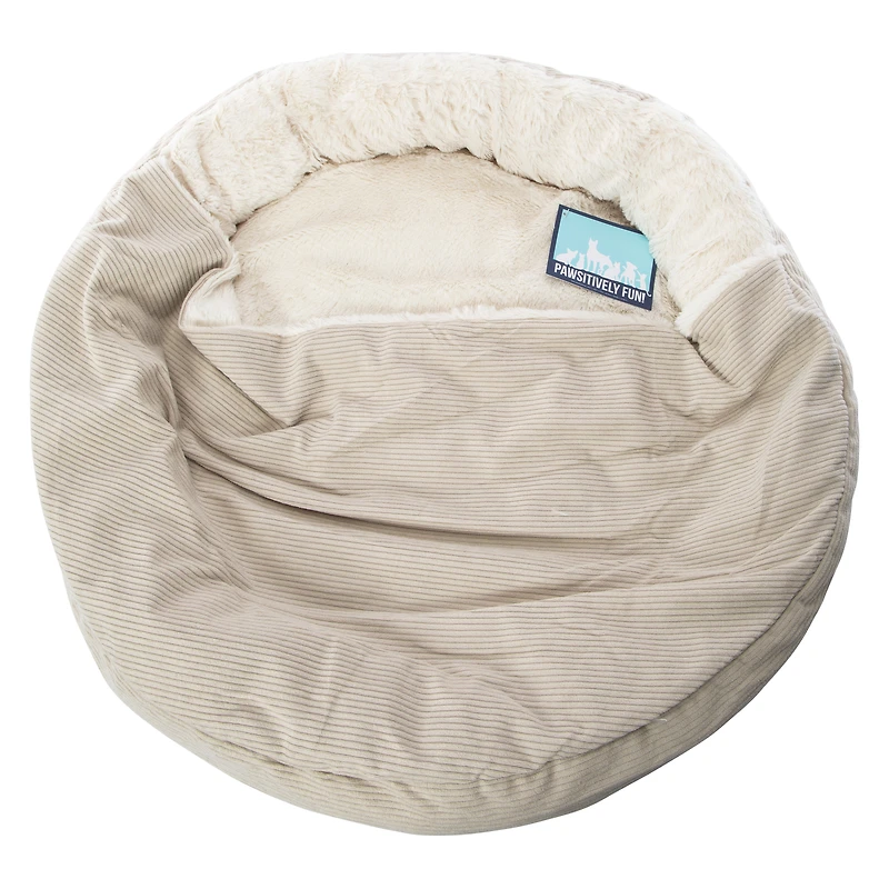 Corduroy Canopy Round Pet Bed 30in