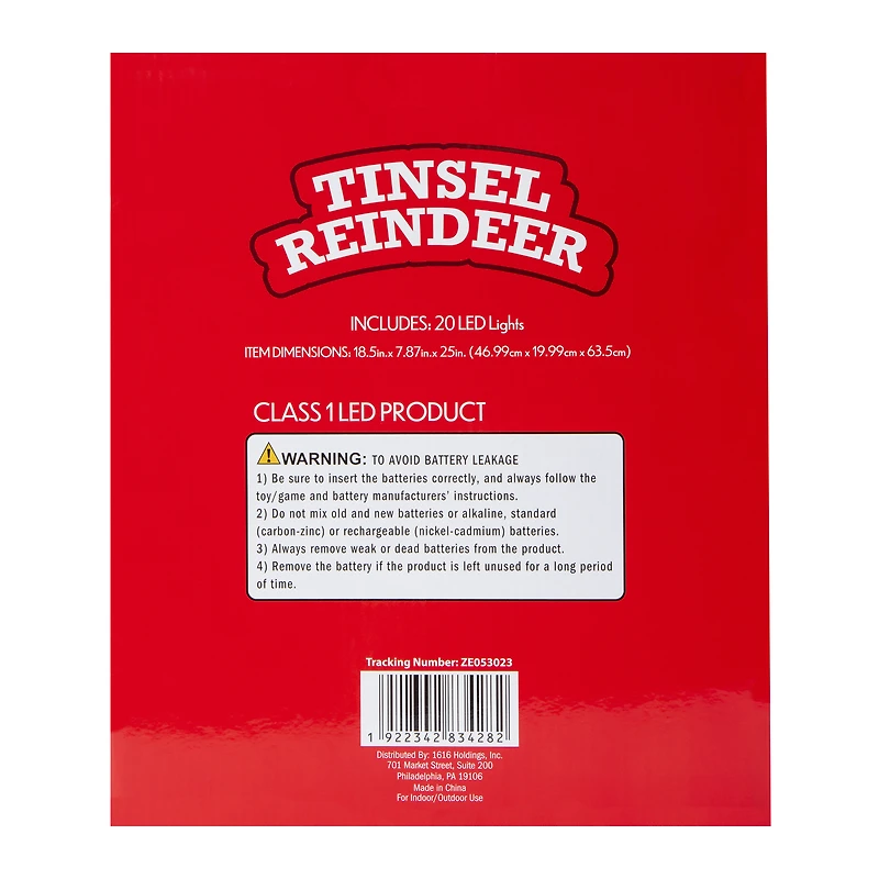 Tinsel Reindeer LED Outdoor Holiday Decor 25in