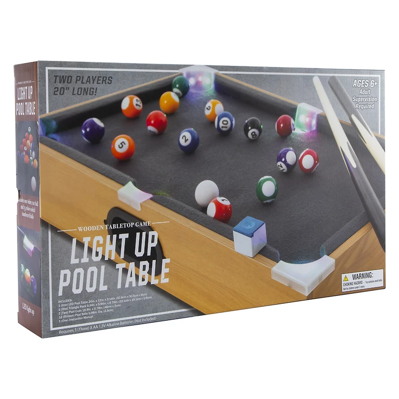 tabletop light up pool table 20in x 12in