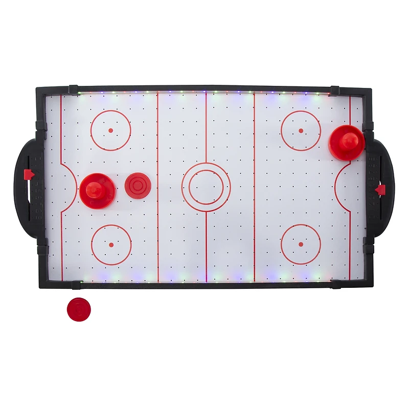 tabletop light up air hockey game 22.8in x 12in