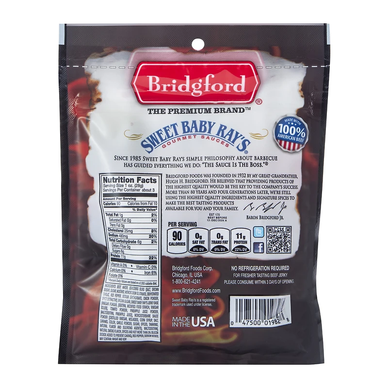 bridgford® sweet ‘n spicy beef jerky 2.85oz
