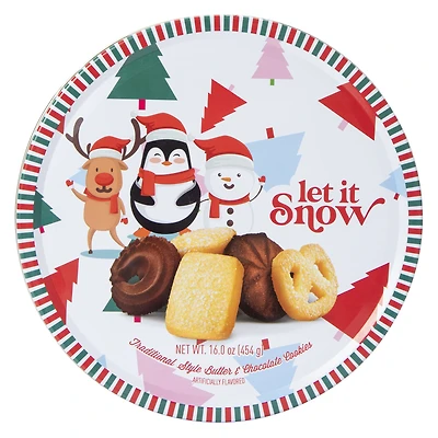 'Let It Snow' Holiday Butter & Chocolate Cookies Tin 16oz