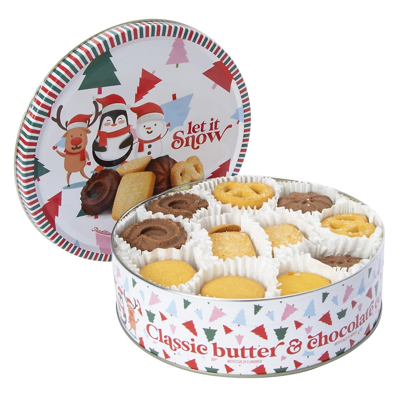 'Let It Snow' Holiday Butter & Chocolate Cookies Tin 16oz