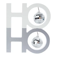 'Ho Ho Ho' Disco Ball Wood Tabletop Sign 10.14in