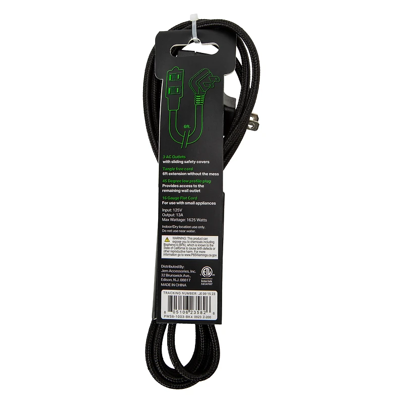 Tangle-Free Extension Cord With Angled Plug 6ft