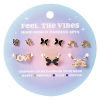 Mood Ring & Earring 6-Piece Set