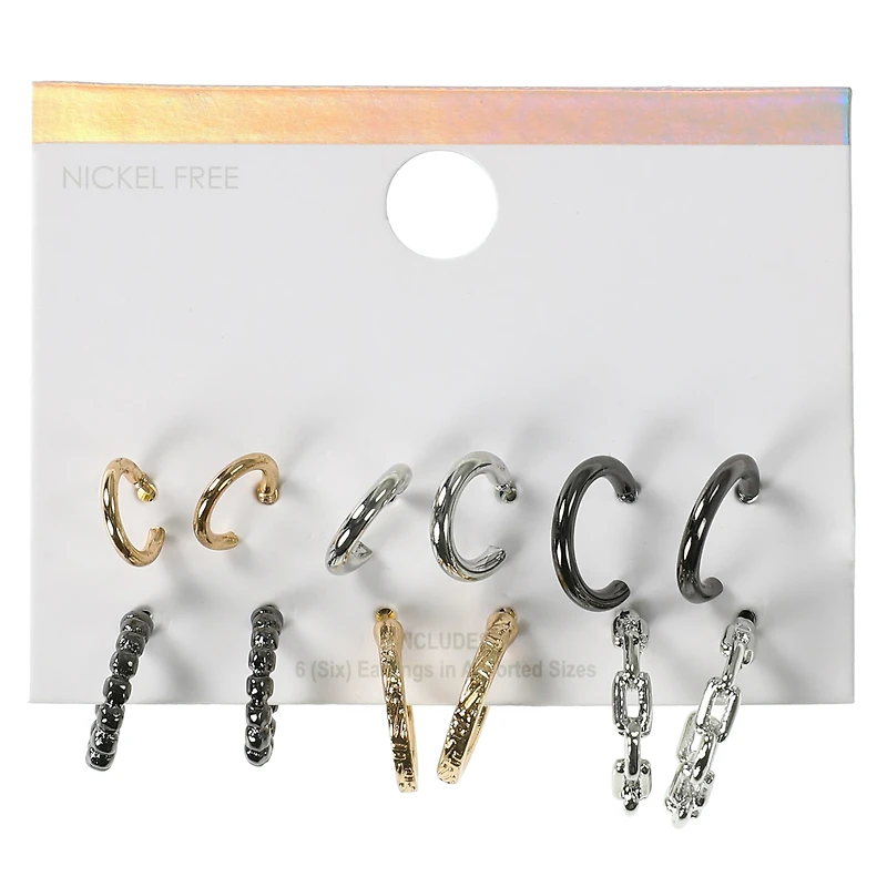 Earrings Set, 6 Pairs