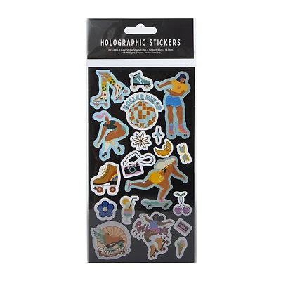 Roller Girl Holographic Stickers, 4 Sheets