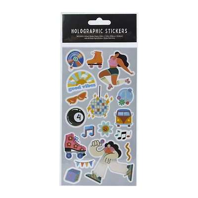 Roller Girl Holographic Stickers, 4 Sheets